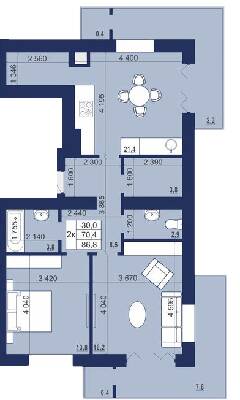 2-комнатная 86.8 м² в ЖК Набережный от 12 500 грн/м², г. Червоноград
