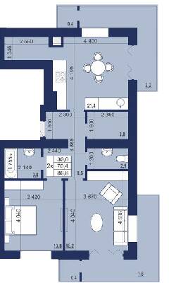 2-кімнатна 86.8 м² в ЖК Набережний від 12 500 грн/м², м. Червоноград