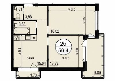 2-кімнатна 56.4 м² в ЖК Грінвуд 2 від 17 800 грн/м², смт Брюховичі