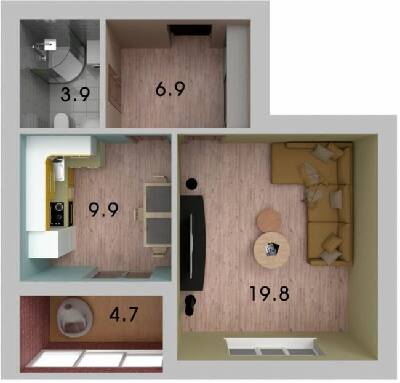 1-кімнатна 45.2 м² в ЖК на Кедровського від 17 750 грн/м², Херсон