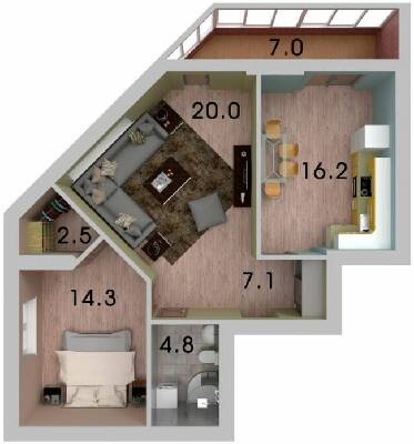 2-кімнатна 72.9 м² в ЖК на Кедровського від 19 300 грн/м², Херсон