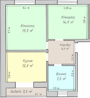 2-кімнатна 63.9 м² в ЖК Екологічний від 15 900 грн/м², Вінниця