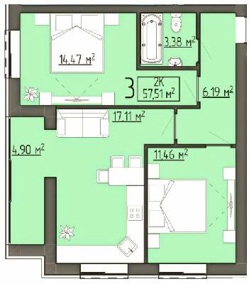 2-кімнатна 57.51 м² в ЖК Бузковий від 15 500 грн/м², м. Винники