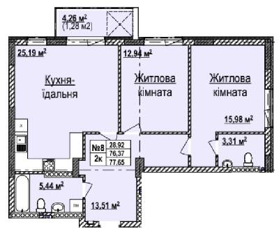 2-комнатная 77.65 м² в ЖК The High Hills от 25 850 грн/м², Львов