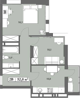 2-комнатная 52 м² в ЖК Lagom от 28 750 грн/м², Днепр