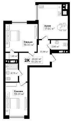 2-комнатная 66.95 м² в ЖК AUROOM FOREST от 19 850 грн/м², г. Винники