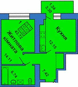 1-кімнатна 43.72 м² в ЖК на вул. Весняна, 9 від 19 000 грн/м², Полтава