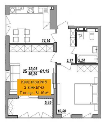 2-комнатная 61.15 м² в ЖК Адамант от 13 800 грн/м², Тернополь