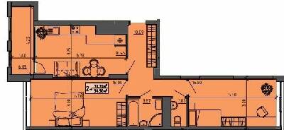 2-комнатная 72.76 м² в ЖК на ул. Винниченко, 8а от 17 500 грн/м², Тернополь