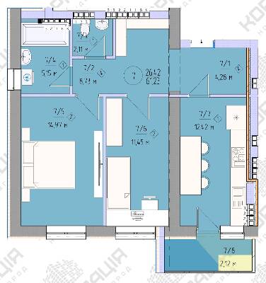 2-кімнатна 61.23 м² в ЖК Брест від 21 700 грн/м², Ужгород