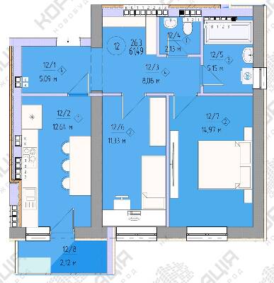 2-комнатная 61.49 м² в ЖК Брест от 21 700 грн/м², Ужгород