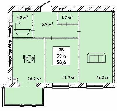 2-кімнатна 58.6 м² в ЖК Рідний дім від 16 500 грн/м², Черкаси