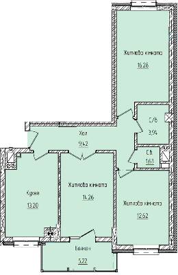 3-кімнатна 76.57 м² в ЖК Науковий від 22 650 грн/м², Чернівці