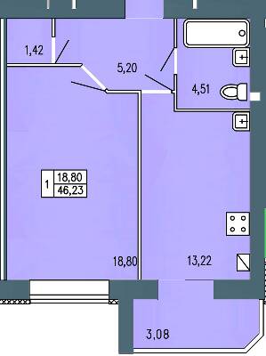 1-кімнатна 46.23 м² в ЖК Барбарис від 18 000 грн/м², Хмельницький