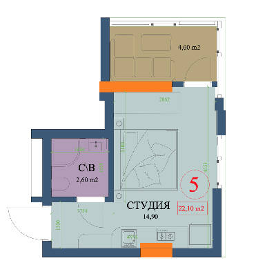 Студия 22.1 м² в ЖК Куликовский от 31 600 грн/м², Харьков