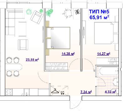 2-кімнатна 65.91 м² в ЖК BARVY від 21 750 грн/м², Дніпро