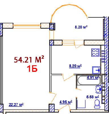 1-кімнатна 54.21 м² в ЖК Комфорт від 14 000 грн/м², Вінниця