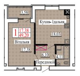 1-кімнатна 49.2 м² в ЖК Барселона від 15 000 грн/м², м. Ковель