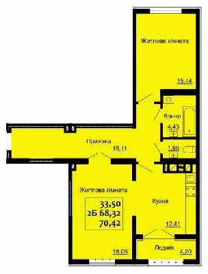 2-комнатная 70.42 м² в ЖК Варшавський от 14 100 грн/м², г. Ковель