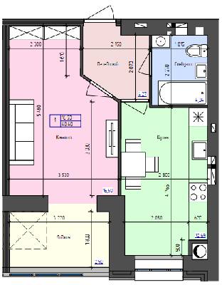 1-кімнатна 40.4 м² в ЖК Атлант від 15 800 грн/м², Луцьк