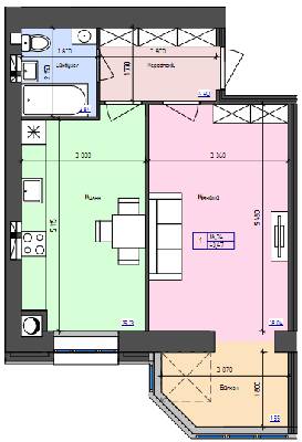 1-кімнатна 43.47 м² в ЖК Атлант від 17 500 грн/м², Луцьк