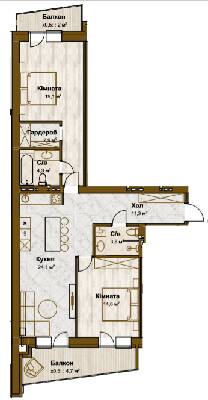 2-кімнатна 86.8 м² в ЖК Традиція від 16 750 грн/м², с. Зміїнець