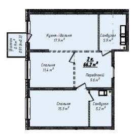 2-кімнатна 66.2 м² в ЖК Скай Сіті Плюс від 24 400 грн/м², Одеса