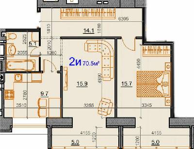 2-комнатная 70.5 м² в ЖК Курортный от 25 870 грн/м², Николаев