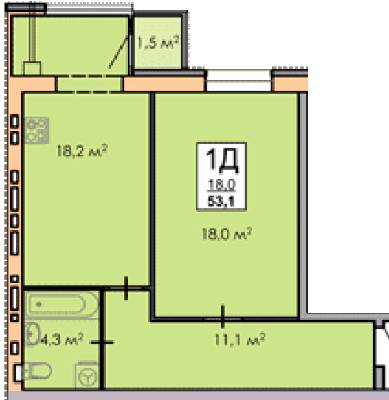 1-кімнатна 53.1 м² в ЖК Andorra від 16 000 грн/м², Черкаси