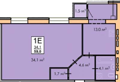 1-кімнатна 59 м² в ЖК Andorra від 16 000 грн/м², Черкаси