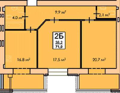 2-кімнатна 71 м² в ЖК Andorra від 15 500 грн/м², Черкаси