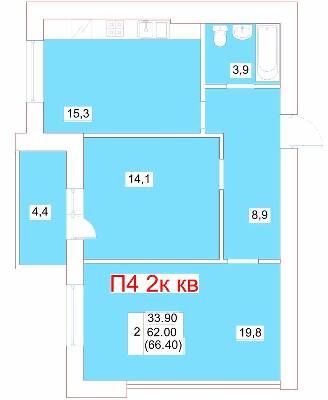 2-кімнатна 66.4 м² в ЖК Мрія від 19 500 грн/м², м. Біла Церква