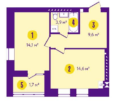 1-кімнатна 45.6 м² в ЖК Сонячний від 14 900 грн/м², м. Васильків