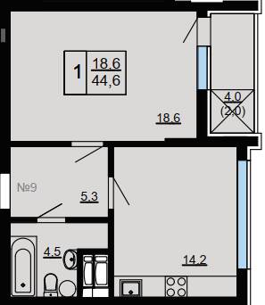 1-комнатная 44.6 м² в ЖК Paradise Avenue от 26 000 грн/м², с. Крюковщина