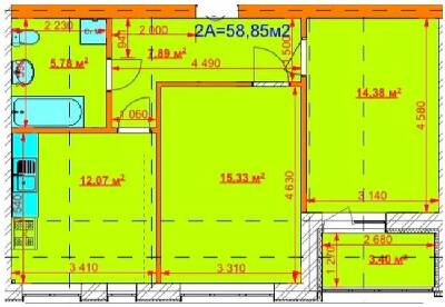 2-кімнатна 58.85 м² в ЖК Grand Comfort від 15 000 грн/м², с. Михайлівка-Рубежівка