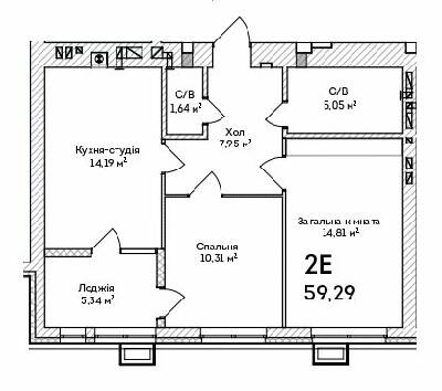 2-кімнатна 59.29 м² в ЖК Grand Country Irpin від 19 350 грн/м², м. Ірпінь