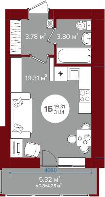 1-кімнатна 31.14 м² в ЖК Олімп від 23 250 грн/м², м. Ірпінь