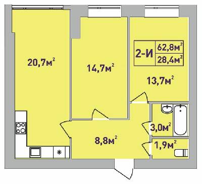 2-кімнатна 62.8 м² в ЖК Центральний-Преміум від 28 850 грн/м², м. Ірпінь