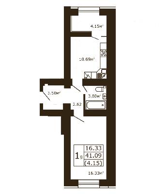 1-комнатная 41.09 м² в ЖК Чайка от 17 300 грн/м², с. Чайки