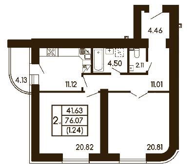 2-кімнатна 76.07 м² в ЖК Чайка від 19 000 грн/м², с. Чайки