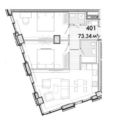 2-комнатная 73.34 м² в МФК Ermolaev Center от 52 150 грн/м², Днепр
