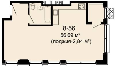 Свободная планировка 56.69 м² в ЖК DeLight Hall от 40 200 грн/м², Днепр