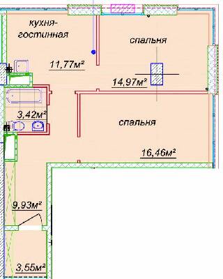 2-комнатная 58.23 м² в ЖК Миронова от 38 200 грн/м², Днепр