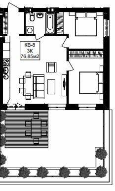 3-комнатная 76.85 м² в ЖК Янтарный от 22 350 грн/м², Днепр