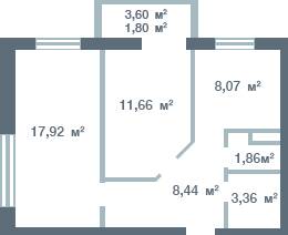 2-кімнатна 52.85 м² в ЖК Новосел від 13 400 грн/м², с. Молодіжне