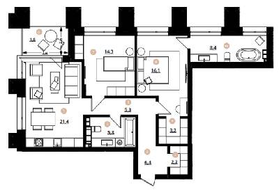 2-комнатная 84.9 м² в ЖК Doma Trabotti от 62 200 грн/м², Одесса