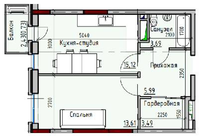 1-кімнатна 43.1 м² в ЖК Простір Eco City (Простір на Радісній від 23 850 грн/м², Одеса