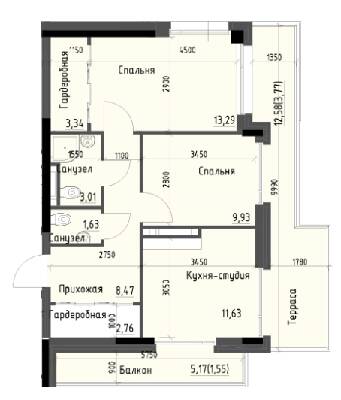 2-кімнатна 57 м² в ЖК Простір+ на Дачній від 30 100 грн/м², Одеса