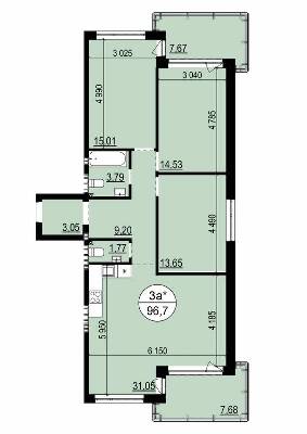 3-кімнатна 96.7 м² в ЖК Грінвуд 2 від 19 150 грн/м², смт Брюховичі