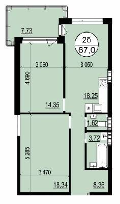 2-комнатная 67 м² в ЖК Гринвуд 2 от 20 150 грн/м², пгт Брюховичи